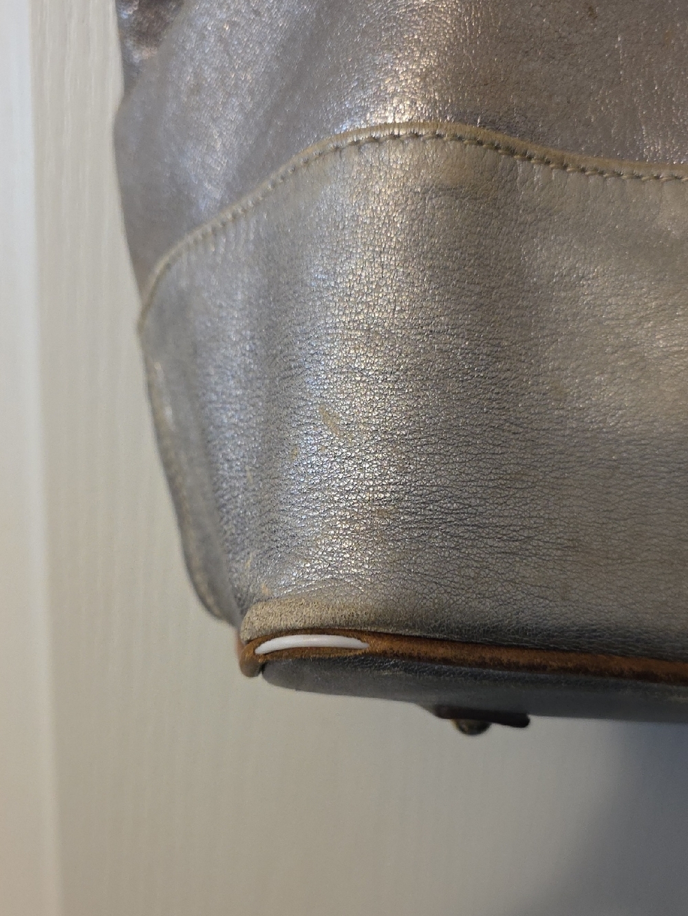 Dooney & Bourke Metallic Silver Leather Tote Bag - Picture 4 of 5